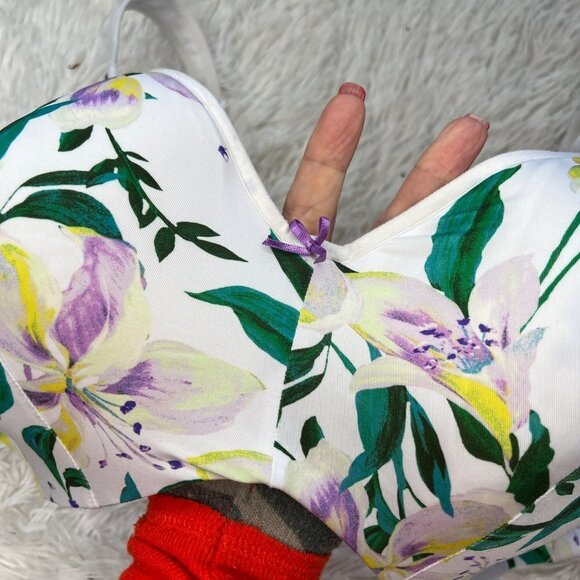 Cacique Smooth Balconette Bra Underwire White Tropical Floral Spring Blossom 50D - Picture 3 of 9